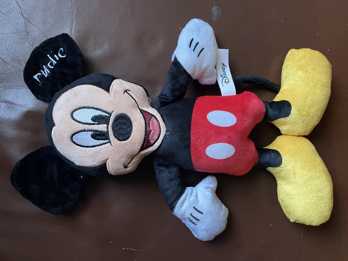 mickey mouse dog toy met naam naar keuze geborduurd
