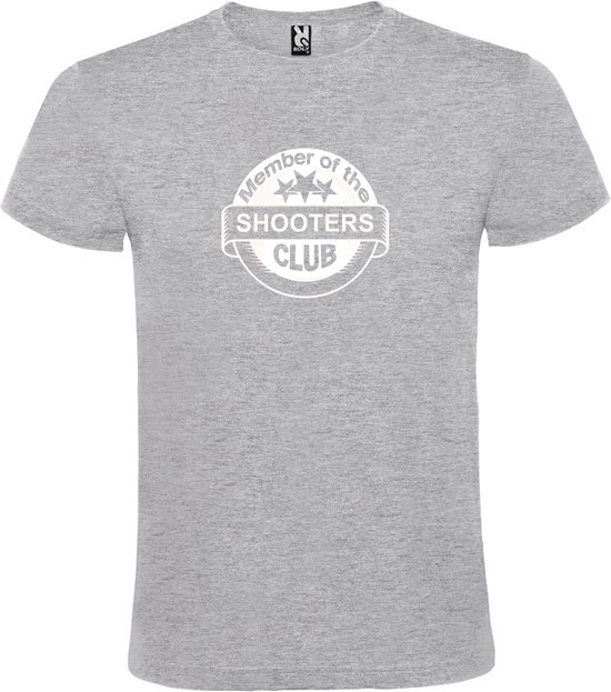 Grijs T shirt met " Member of the Shooters club "print Wit size XXXL