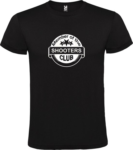Zwart T shirt met " Member of the Shooters club "print Wit size M