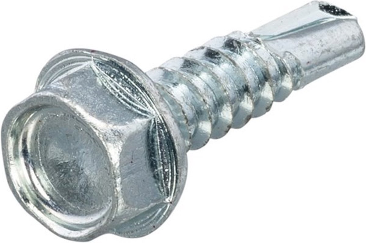 Zelfborende Plaatschroeven - Zeskant DIN7504K - 6,3 x 32mm SW 10 - Voldraad - Verzinkt (200 stuks)