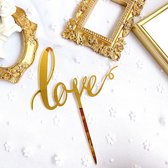 Taart Decoratie - Love - Taarttopper - Krul - Goud - Acryl