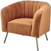 Fauteuil van terracotta fluweel - Poten van natuurlijk hout - MATHIS