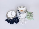 CottoHouse - Focus - Flow Collection - Geurkaars met edelstenen - Crystals - Edelstenen - Houten Lont - Vegan - Handgemaakt