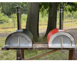 BEEK - Classico 70 - pizzaoven inclusief Hoes Pizzaschep en ovenborstel - houtgestookt - Rood - tot 2 pizza's tegelijk