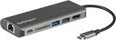 StarTech.com USB C multiport adapter met HDMI - 4K - Mac / Windows - SD kaartlezer - USB C naar USB 3.0 hub - 2x USB-A 1x USB-C - 60W PD 3.0 - dock - Dockingstation - USB-C - GigE