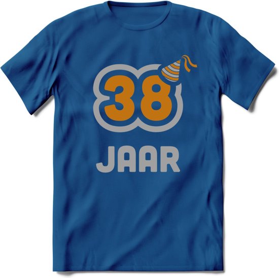 38 Jaar Feest T-Shirt | Goud - Zilver | Grappig Verjaardag Cadeau Shirt | Dames - Heren - Unisex | Tshirt Kleding Kado | - Donker Blauw - 3XL
