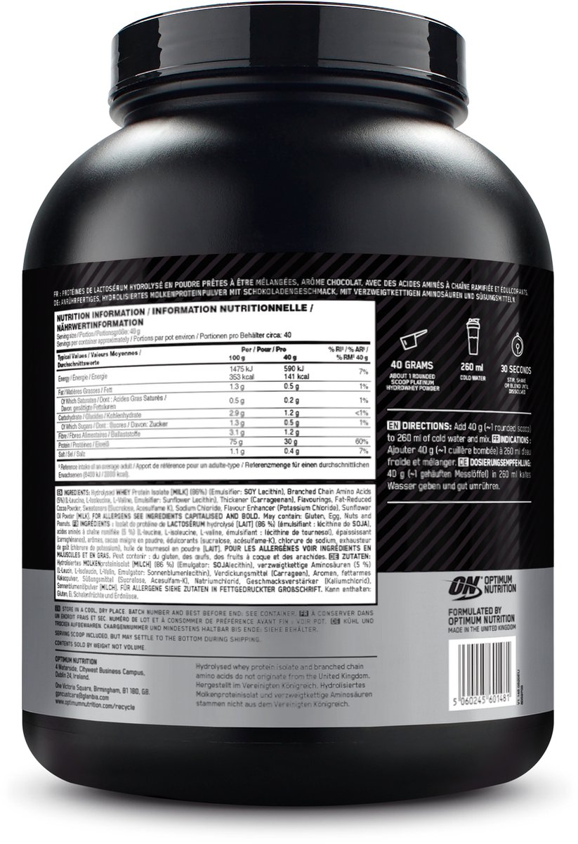 Goedkoopste Optimum Nutrition Hydrowhey - Eiwitpoeder / Proteine Shake - 1560 gram - 39 Doseringen - Chocolate - 1 Pot