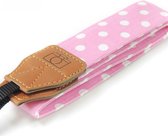 Camera Strap - Nek Strap Band - Voor DSLR Nikon | Canon | Instax | Sony - Roze met wit stippen