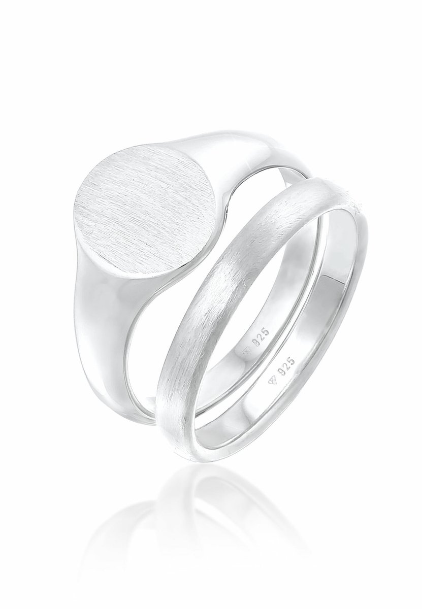 KUZZOI - Ring - Heren zegelring ring set Basic Minimal Trend in 925 Sterling Zilver - Heren