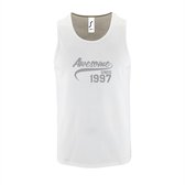 Witte TankTop met " Awesome sinds 1997 " print Zilver size M