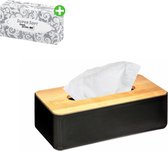 Tissue box inclusief 100 tissues - Zwart - Bamboe Zakdoekendoos - Tissuepapier - Tissuedoos - Hout