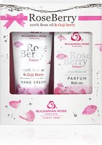 Rose Berry Nature Gift set | Parfum roll-on + Hand cream | Rozen cosmetica met 100% natuurlijke Bulgaarse rozenolie en rozenwater
