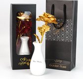 Luxe 24K Gouden Roos in doos - Valentijnsdag - Valentijns Cadeau - Valentijn cadeau voor haar - Gold Rose - Zwarte verpakking - Inclusief certificaat - Cadeautip!