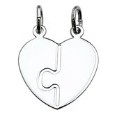 Vriendschapshartje® Breekhartje puzzelstukje zilver - hanger met 2 zilveren Jasseron kettingen 50cm 1mm - hart hanger - breekhart