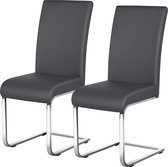 Furnibella - Set van 2 cantilever eetkamerstoelen, beklede stoelen, kunstleer, belastbaar tot 135 kg, metalen frame, grijs