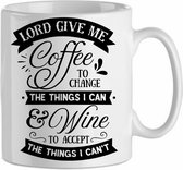 Mok 'Lord give me coffee to change te things i can, and wine to accept the things i cant' | Coffee| Koffie| Kadootje voor hem| Kadootje voor haar