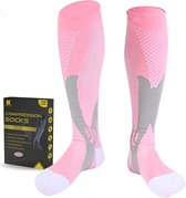 Kangka Compressiekousen 20-30 mmHg - Compressie sokken Maat S/M (35-38) - Roze