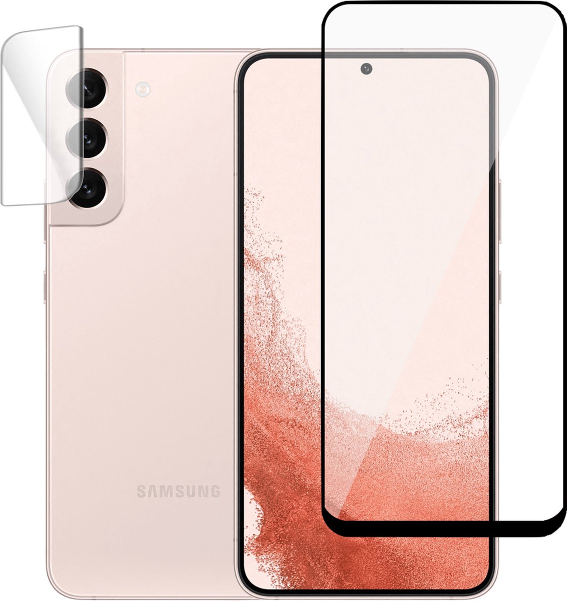 Screenprotector geschikt voor Samsung S22 Plus - Camera Cover - Full Screen Protector Tempered Glass