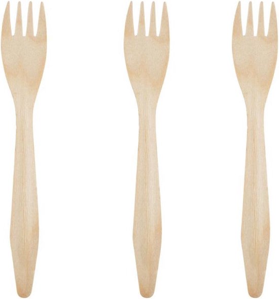 Cutlery houten wegwerp bestek - Vorken 100 Stuks Composteerbaar | bol.com