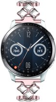 Steel diamond smartwatch bandje - geschikt voor Huawei Watch GT / GT 2 / GT 3 / GT 3 Pro 46mm / GT 2 Pro / GT Runner / Watch 3 / Watch 3 Pro - roze