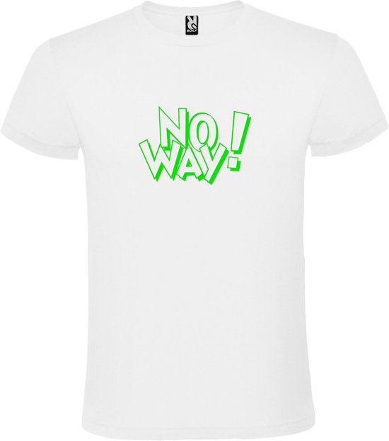Wit T-shirt ‘No Way!’ Groen Maat XS