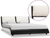 Bedframe kunstleer zwart en wit 135x190 cm