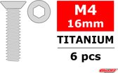 Team Corally - Titanium schroeven M4 x 16mm - Verzonkenkop binnenzeskant - 6 st