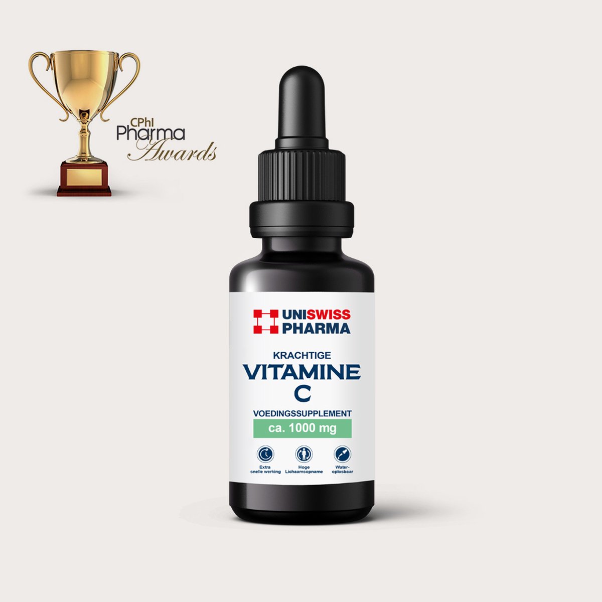 Uni SwissPharma - Vitamine C - 10ML - 200 Druppels - 5 mg - MyCell Enhanced Technology® - Vitamine - Serum - Bio Oil - Vegan - Voeding - Pipet