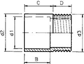 Puntstuk uit buis 63 x 1¼" Lijm x Buitendraad