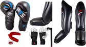 FT 4pcs Pack / Boxing Gloves  /14 Oz/ Teeth Protection / Hand Wrap/Shin Guard L