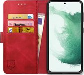 Rosso Element Book Case Wallet Hoesje Geschikt voor Samsung Galaxy S22 Plus | Portemonnee | 3 Pasjes | Magneetsluiting | Stand Functie | Rood