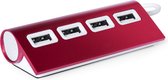 Elegante USB hub - splitter - switch - 4 poorten - met kabel - computer accessoires - rood