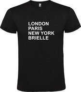 Zwart t-shirt met " London, Paris , New York, Brielle " print Wit size M
