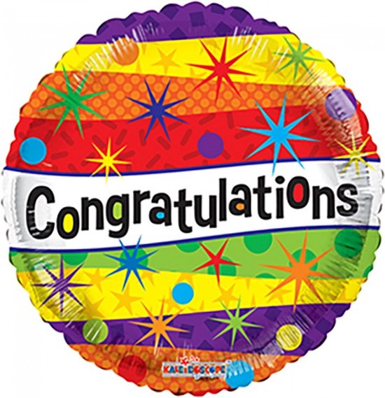 Kaleidoscope Folieballon Congratulations Dots Junior 18 Cm