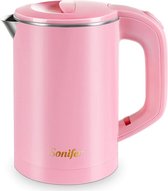 Sonifer Mini Waterkoker - Reis Waterkoker - 0.6L - Voor Onderweg - Op Reis Waterkoker - Reizen - Draagbaar - Klein - Roze