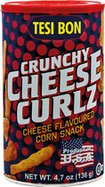 Tesi Bon crunchy cheese curlz - cheese flavoured corn snack - 4 x 136g