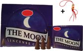 Doos met 12 pakjes - Wierook - Wierookkegeltjes - Kegeltjes - Kegels - Incense Cones - The Moon - Maan - 120 Kegeltjes + Gelukspoppetje