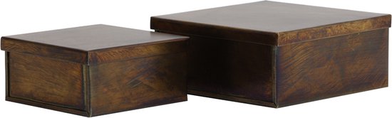 Deco box S/2 12,5x12,5x6+16,5x16,5x7 cm LOBERIO antiek brons