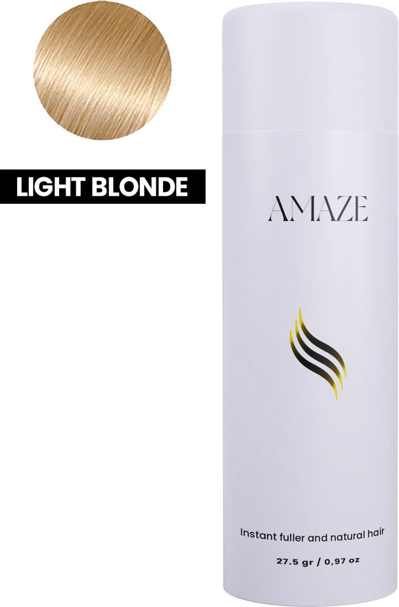 Amaze Haarpoeder voor Kaalheid (Man/Vrouw) - Keratine Haarvezels Lichtblond - 27.5 gram - Haaruitval