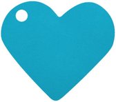 Pak met 10 hartvormige kaartjes/tags van 4 x 4 cm turquoise- kaartje - tag - hart - valentijn - liefde