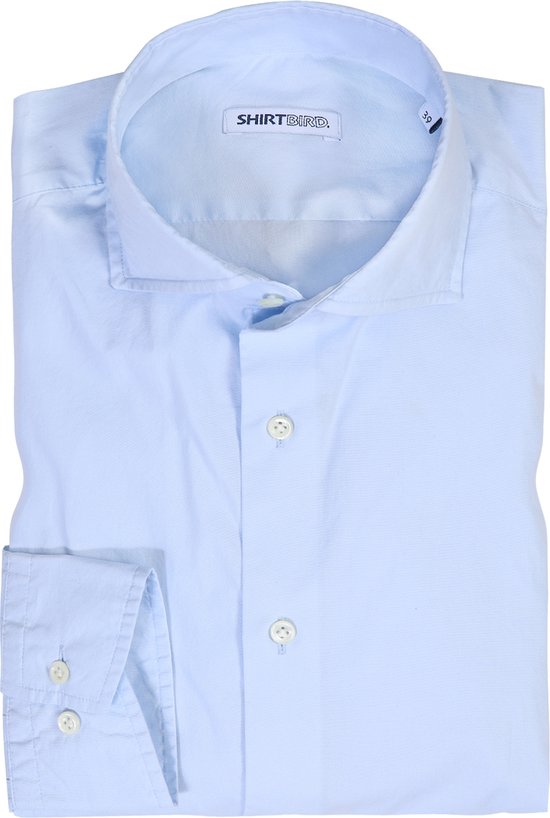 SHIRTBIRD | Seagull | Overhemd | Licht Blauw | Poplin Stretch | 97% Katoen, 3% Elastaan | Strijkvriendelijk | Parelmoer Knopen | premium Shirts | Maat 38