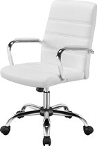 Bureaustoel, ergonomische bureaustoel, draaistoel met armleuningen, bureaukruk op wielen, werkstoel met rugleuning, managersstoel, belastbaar tot 130 kg, wit
