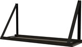 Handles and more -  Stalen wandplank zwart 98cm + leren plankdragers Vintage Black