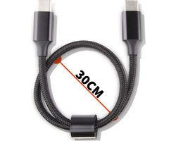 Korte USBC naar USB C Kabels - 30 CM - Geschikt voor Android Auto - 60W Super Fast Charger 2.0 - Nylon Gevlochten