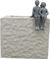 bloempot jij en ik samen tot bloei komen - cement - grijstinten - 20x20x24