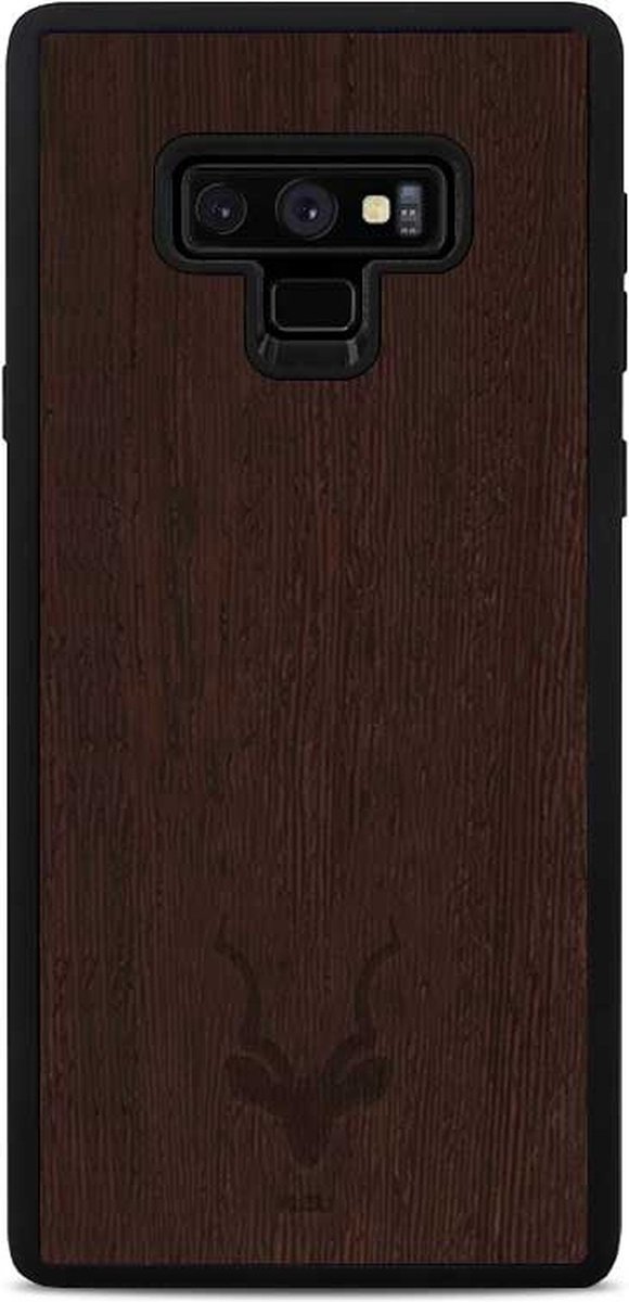 Kudu Samsung Galaxy Note 9 hoesje case - Houten backcover - Handgemaakt en afgewerkt met duurzaam TPU - Wengé - Zwart