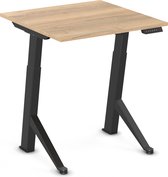 Worktrainer - YDesk - Klein zit sta bureau - Elektrisch - Memory display - 80x80 cm - Zwart/Natuur eiken