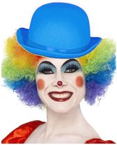 Ensemble de costume de Clown perruque colorée avec chapeau melon bleu - Costumes et accessoires de clowns de carnaval