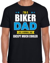 Biker dad like normal except cooler cadeau t-shirt zwart - heren - hobby / vaderdag / cadeau shirts XL