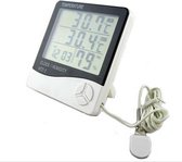 Digitale LCD Temperatuur Thermometer Vochtigheidsmeter Tester Klok Wit Hygrometer Elektronische